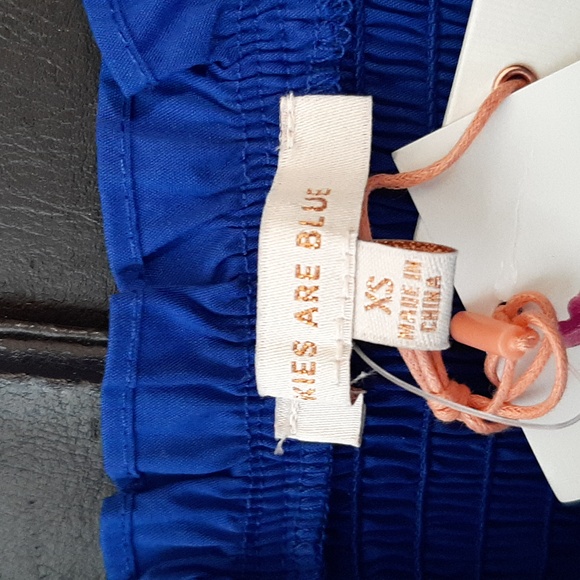 SKIES ARE BLUE Cobalt Blue Cotton Embroidered Eyelet Midi Dress XS NWT - Picture 9 of 9